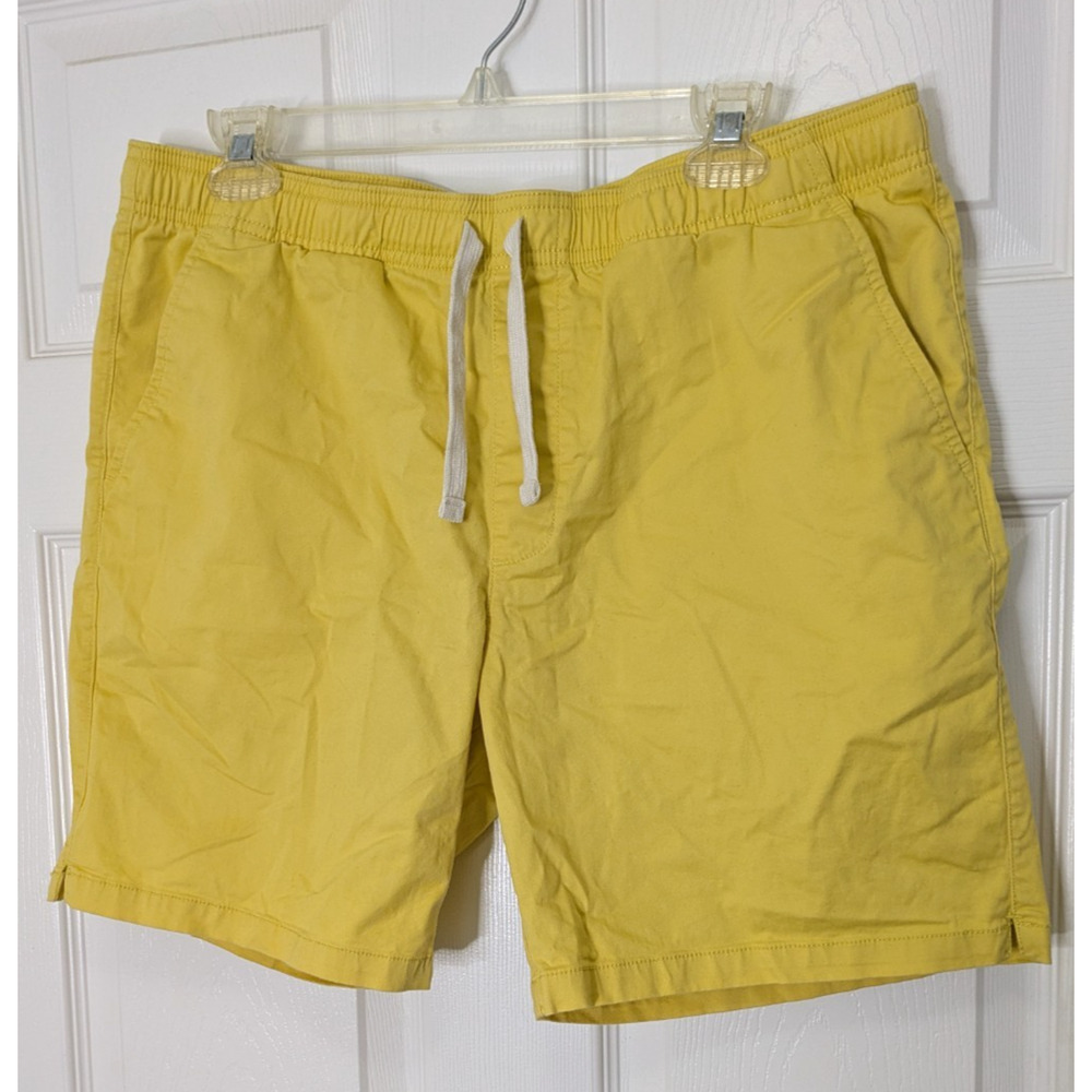 Mens Woven Drawstring Shorts Yellow Medium 3 Pockets